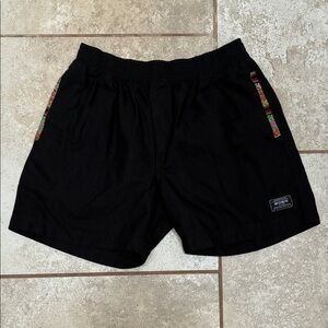 Men's Black Athletic Shorts with Multicolor Trim